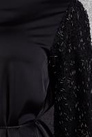 Tesettür giyim SİYAH SATEN ABİYE ELBİSE T 7616