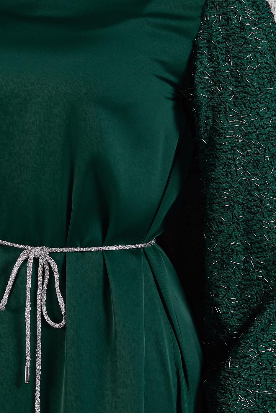 Tesettür giyim YEŞİL SATEN ABİYE ELBİSE T 7616