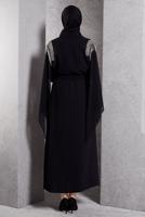 Tesettür giyim SİYAH TAŞ DETAYLI ABAYA T 8164