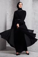 Tesettür giyim SİYAH SİMLİ ABİYE ELBİSE T 8444