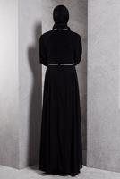 Tesettür giyim SİYAH SİMLİ ABİYE ELBİSE T 8444