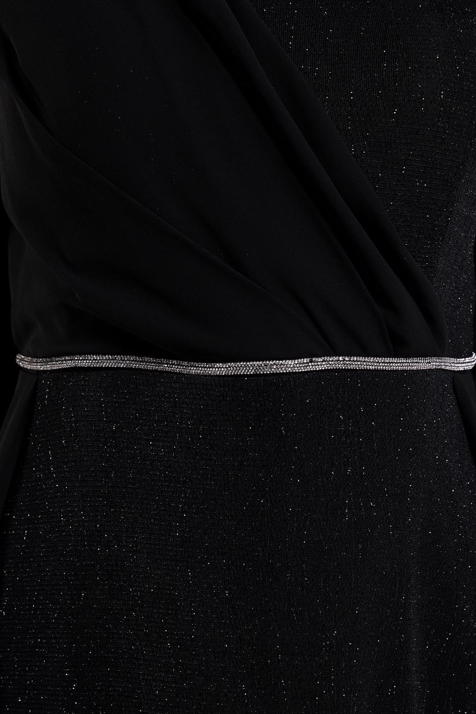 Tesettür giyim SİYAH SİMLİ ABİYE ELBİSE T 8444