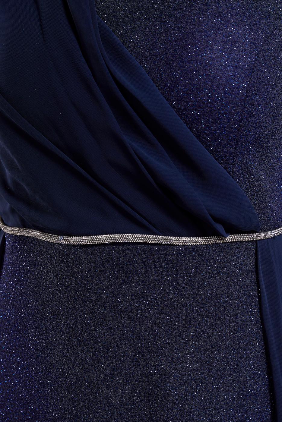 Tesettür giyim LACİVERT SİMLİ ABİYE ELBİSE T 8444