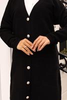 Tesettür giyim SİYAH DÜĞMELİ HIRKA T 1903