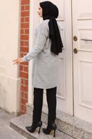 Tesettür giyim GRİ DÜĞMELİ HIRKA T 1903