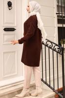 Tesettür giyim KAHVE DÜĞMELİ HIRKA T 1903