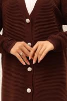 Tesettür giyim KAHVE DÜĞMELİ HIRKA T 1903