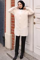 Tesettür giyim BEJ DÜĞMELİ HIRKA T 1903