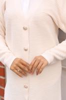 Tesettür giyim BEJ DÜĞMELİ HIRKA T 1903