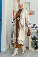 Tesettür giyim BEJ İŞLEME DETAYLI TRİKO HIRKA T 30021