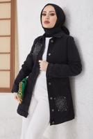 Tesettür giyim SİYAH TAŞLI KOT CEKET T 3077