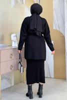 Hijab clothing BLACK BELTED KNITWEAR CARDIGAN T 44021