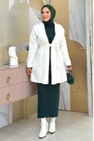 Hijab clothing ECRU BELTED KNITWEAR CARDIGAN T 44021
