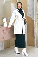 Hijab clothing ECRU BELTED KNITWEAR CARDIGAN T 44021
