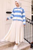 Tesettür giyim MAVİ ÇİZGİLİ TRİKO HIRKA T 4704