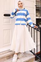 Tesettür giyim MAVİ ÇİZGİLİ TRİKO HIRKA T 4704
