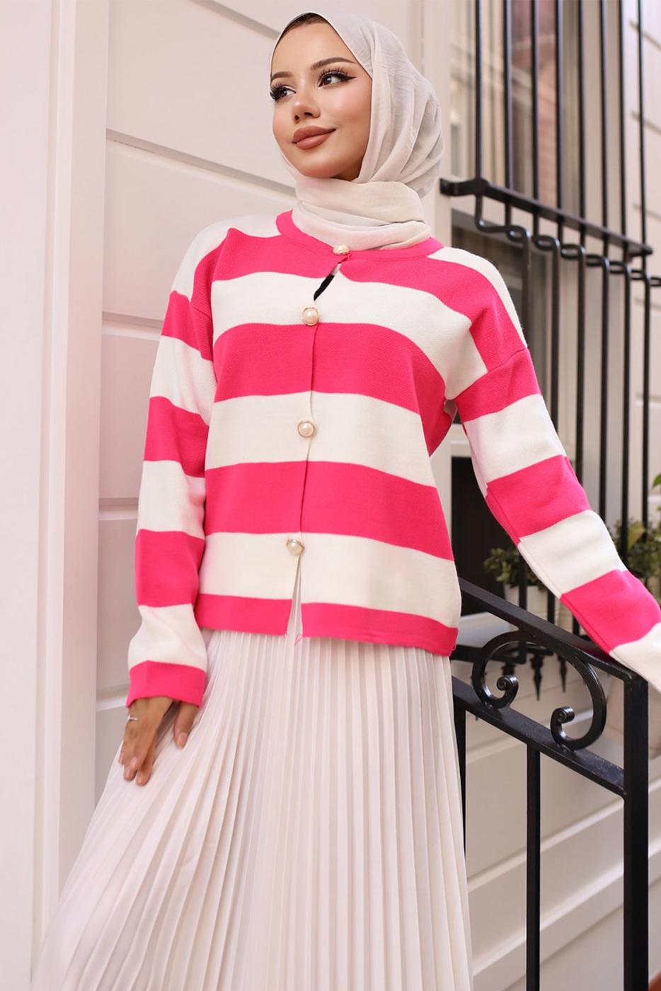 Hijab clothing FUCHSIA KNITWEAR CARDIGAN T 4704