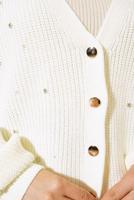 Tesettür giyim EKRU TAŞ DETAYLI TRİKO HIRKA T 5207