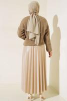 Tesettür giyim PUDRA TAŞ DETAYLI TRİKO HIRKA T 5207