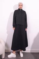 Tesettür giyim SİYAH BONCUK DETAYLI CEKET T 8654