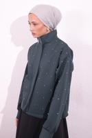 Tesettür giyim GRİ BONCUK DETAYLI CEKET T 8654