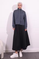 Tesettür giyim GRİ BONCUK DETAYLI CEKET T 8654