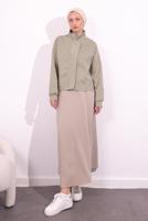 Tesettür giyim KUM BONCUK DETAYLI CEKET T 8654