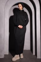 Tesettür giyim SİYAH TRİKO ELBİSE T 0209