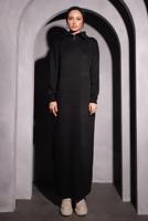 Tesettür giyim SİYAH TRİKO ELBİSE T 0209