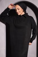 Tesettür giyim SİYAH TRİKO ELBİSE T 0209