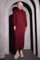 Tesettür giyim BORDO TRİKO ELBİSE T 0209