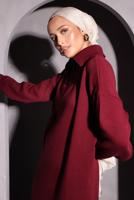 Tesettür giyim BORDO TRİKO ELBİSE T 0209