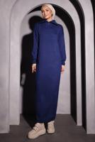 Tesettür giyim LACİVERT TRİKO ELBİSE T 0209