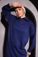 Tesettür giyim LACİVERT TRİKO ELBİSE T 0209