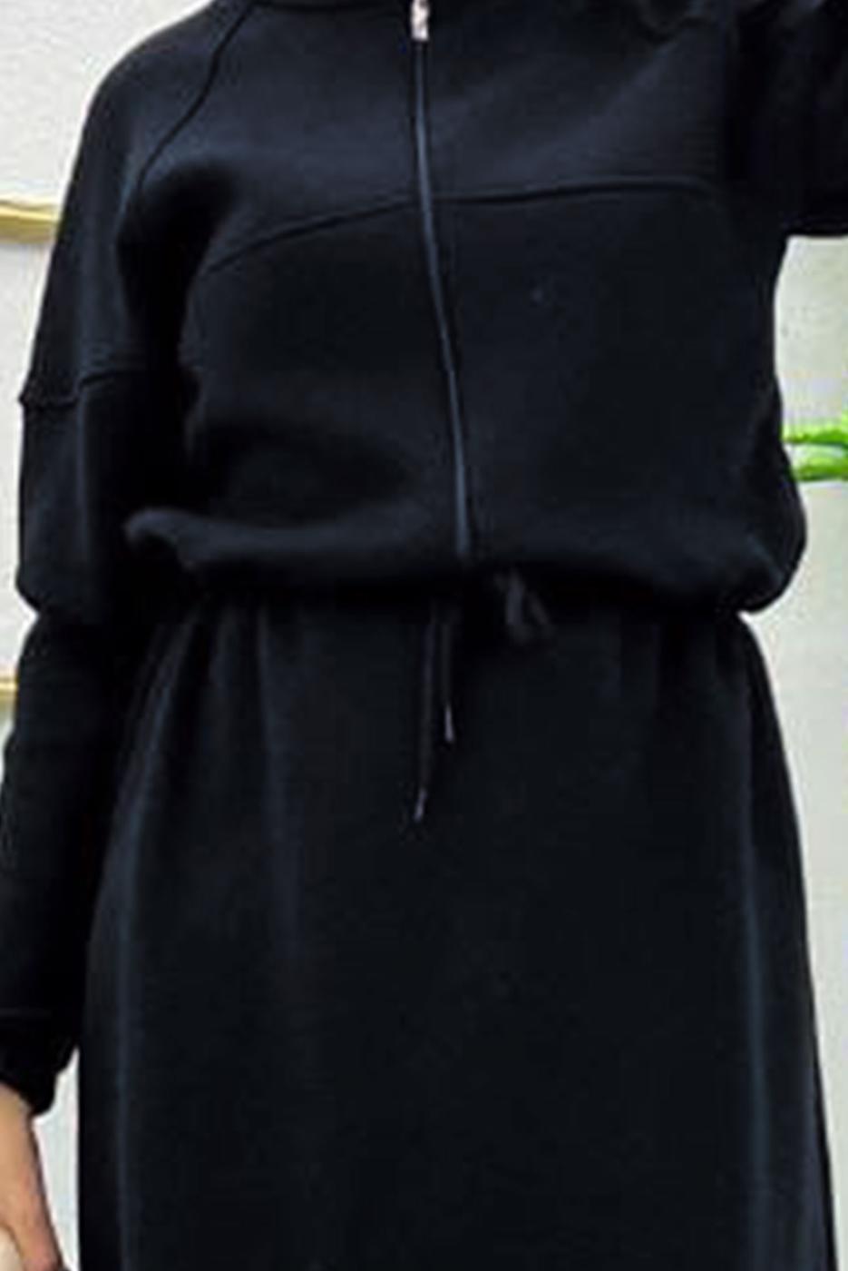 Vêtements hijab NOIR ROBE À CEINTURE NOUÉE T 1765