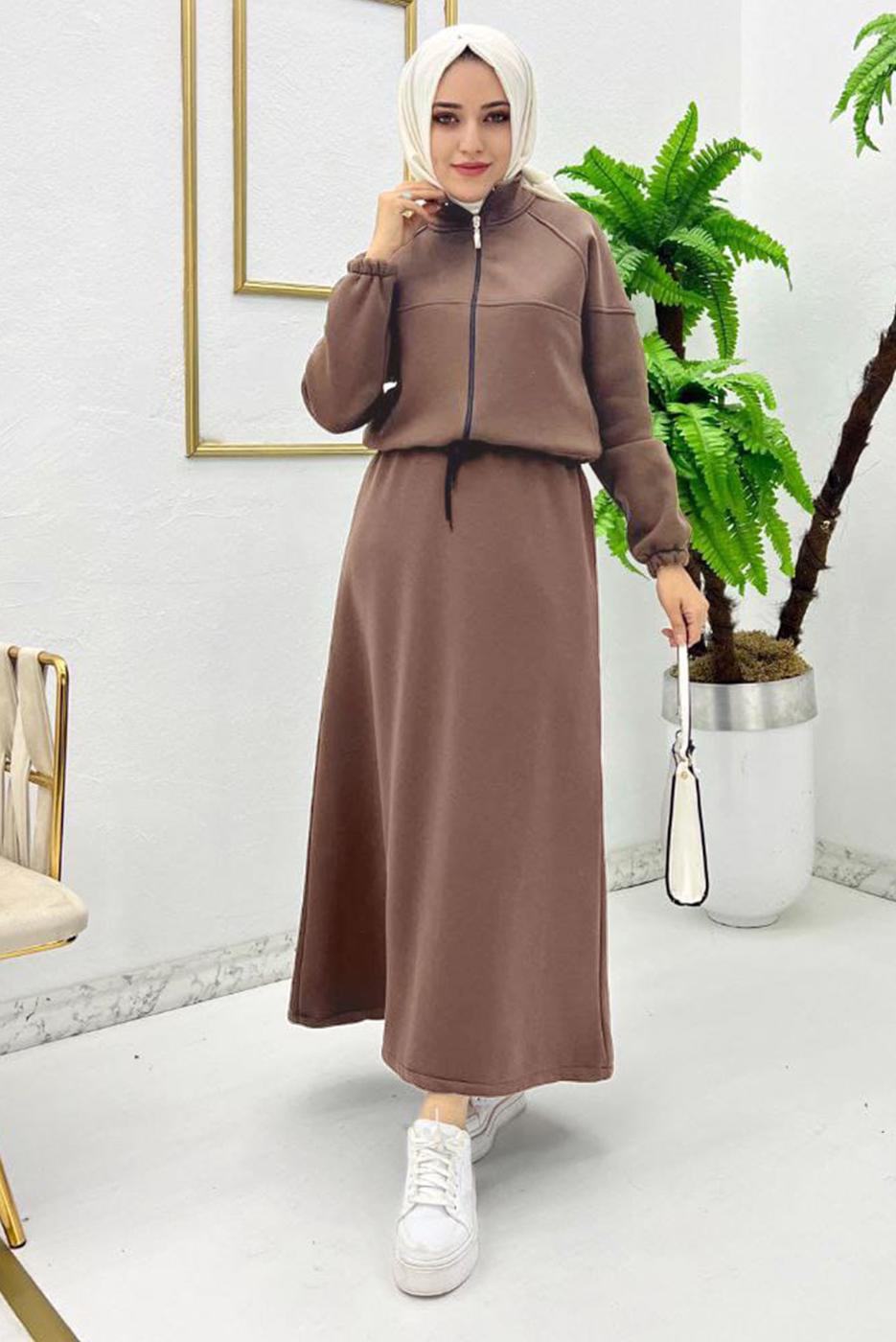 Vêtements hijab BRUN ROBE À CEINTURE NOUÉE T 1765