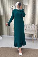 Vêtements hijab BLEU ROBE EN MAILLE À VOLANTS T 2565