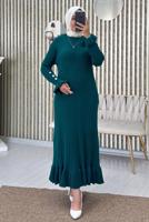 Vêtements hijab BLEU ROBE EN MAILLE À VOLANTS T 2565