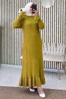 Vêtements hijab VERT ROBE EN MAILLE À VOLANTS T 2565