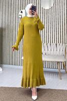 Vêtements hijab VERT ROBE EN MAILLE À VOLANTS T 2565