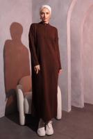 Vêtements hijab BRUN ROBE EN TRICOT DÉTAIL ZIPPÉE T 3109