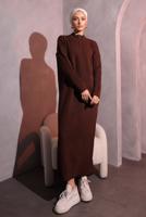 Vêtements hijab BRUN ROBE EN TRICOT DÉTAIL ZIPPÉE T 3109