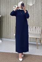 Vêtements hijab BLEU MARINE ROBE EN TRICOT T 3565
