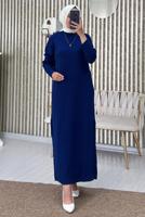 Tesettür giyim LACİVERT TRİKO ELBİSE T 3565