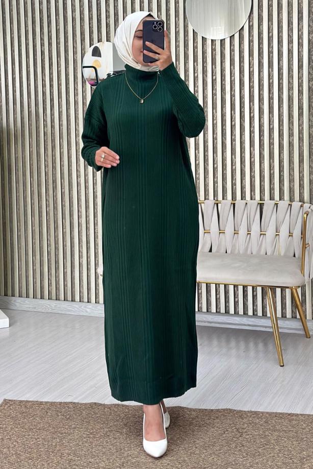 turtleneck knit maxi dress HIGH TURTLENECK LONG SLEEVE KNIT DRESS WITH V-NECK – Jason Wu Studio main image 0