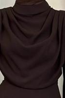 Tesettür giyim KAHVE DEGAJE YAKA ABİYE ELBİSE T 5895-1