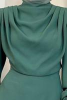 Tesettür giyim YEŞİL DEGAJE YAKA ABİYE ELBİSE T 5895-1