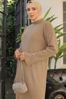 Tesettür giyim KAHVE TRİKO ELBİSE T 90032