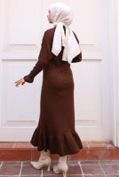 Tesettür giyim KAHVE TRİKO ELBİSE T 90032