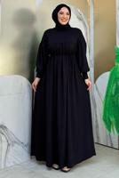 Tesettür giyim SİYAH BALON KOL ÖRME ELBİSE T 9106